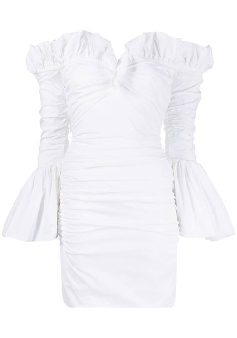 White ruffle short dress - women